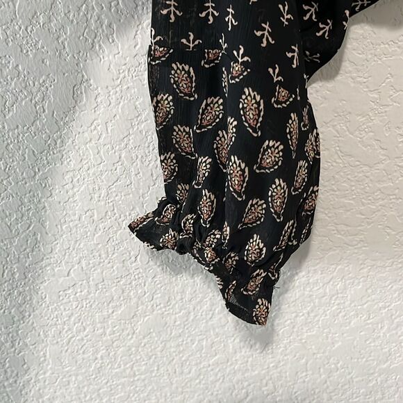 MADEWELL Sheer-Sleeve Top in Brushstroke Paisley Mix, Size XXS - Picture 4 of 6